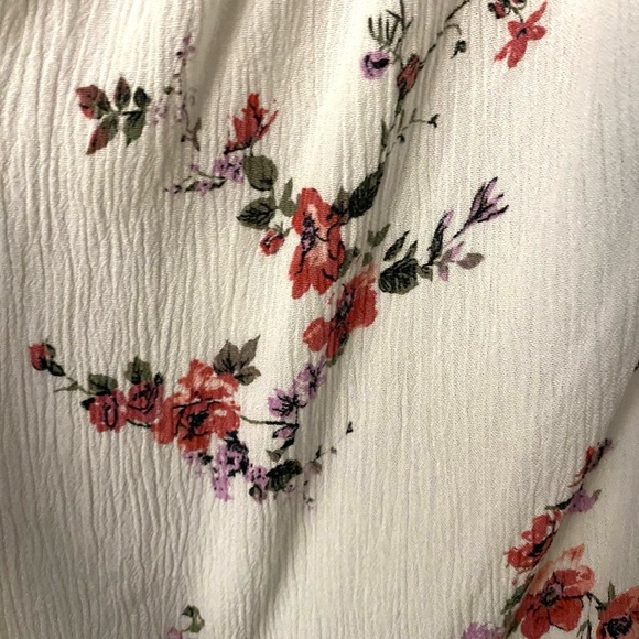 In Every Story Womens Floral Off Shoulder Peasant Blouse Gathered Tie Front 5X - Picture 3 of 11